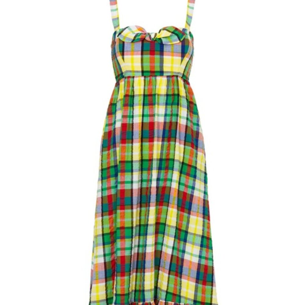 Coastal Plaid Bow Dress